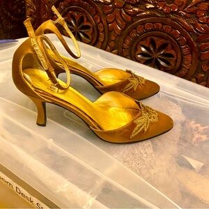 Impo special occasion shoe, dyed bronze.ankle strap style.